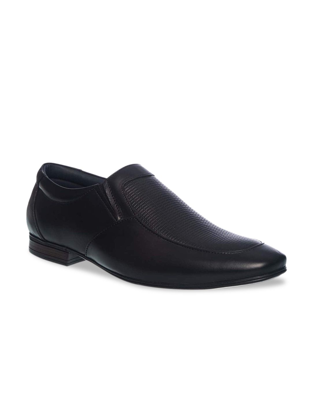 Khadims Men Black Solid Formal Slip-Ons