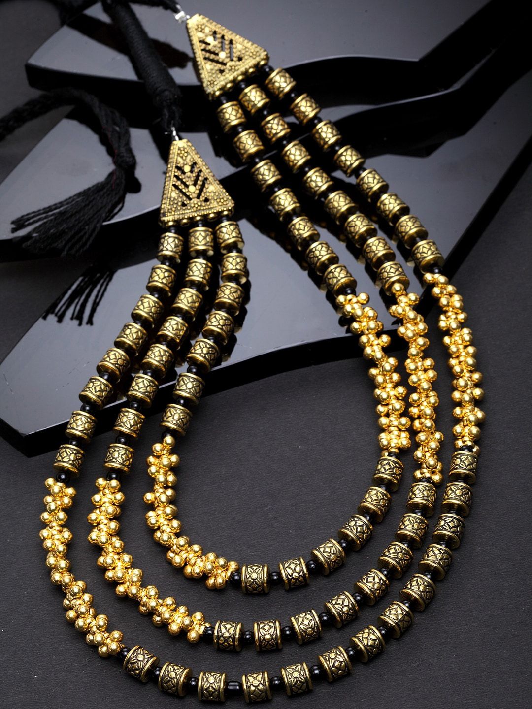 PANASH Gold & Black Handcrafted Antique Necklace Price in India