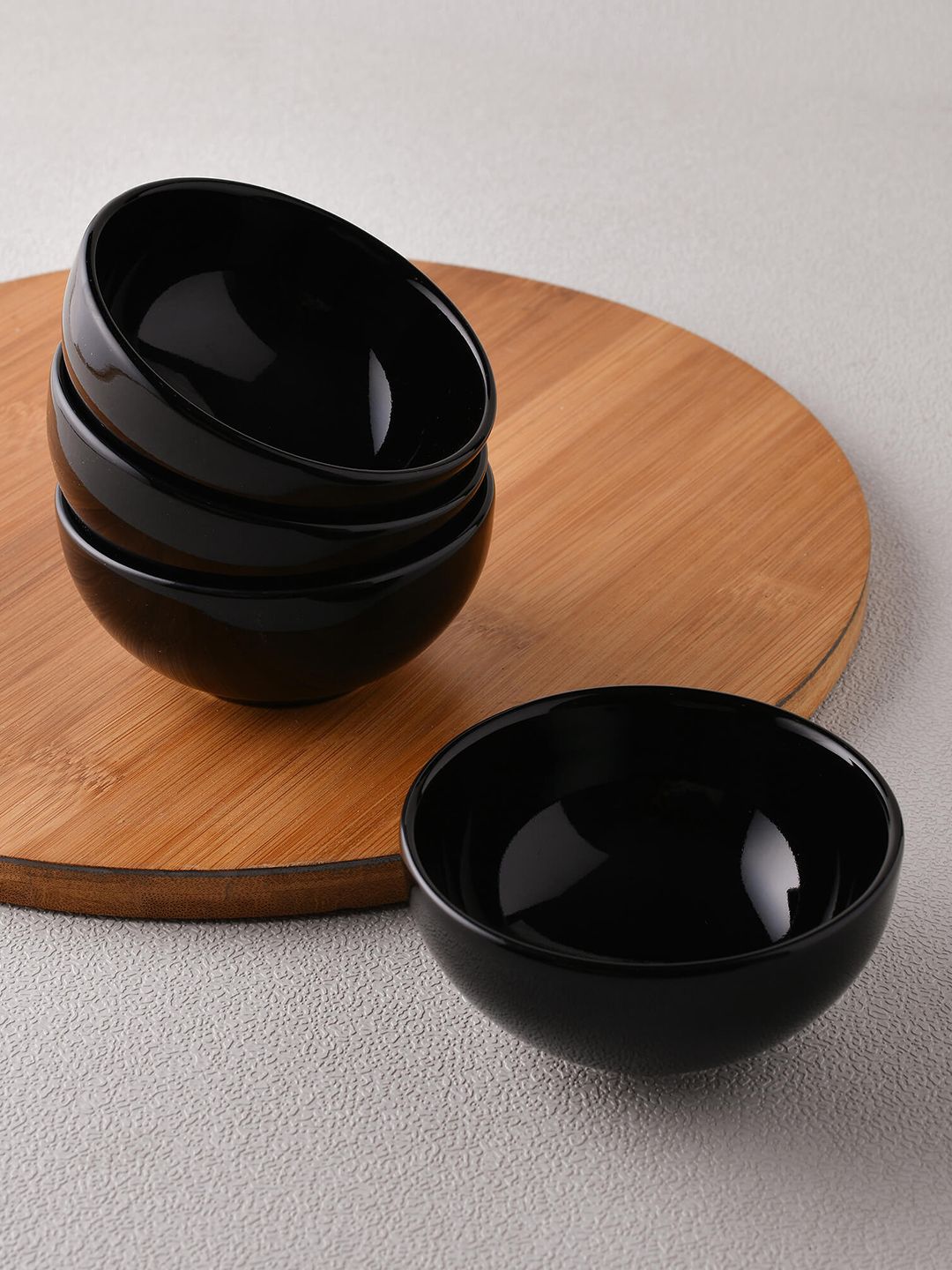 Ariane Set Of 4 Black Solid Porcelain Serving Bowls Price in India