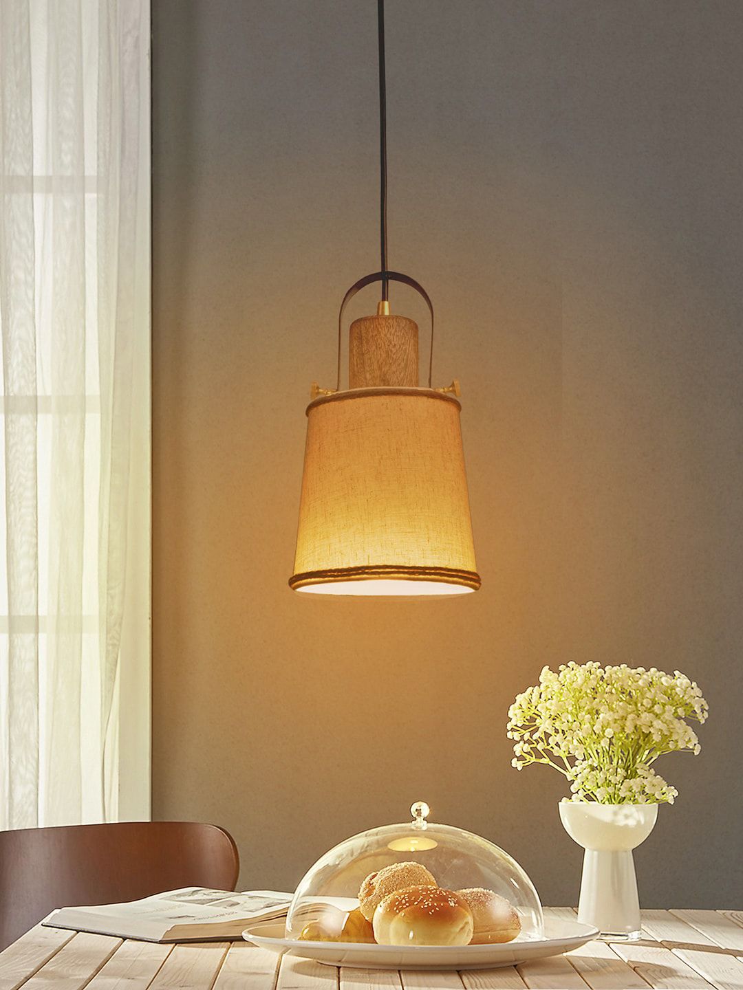 THE LIGHT STORE Beige Solid Hanging Light Price in India
