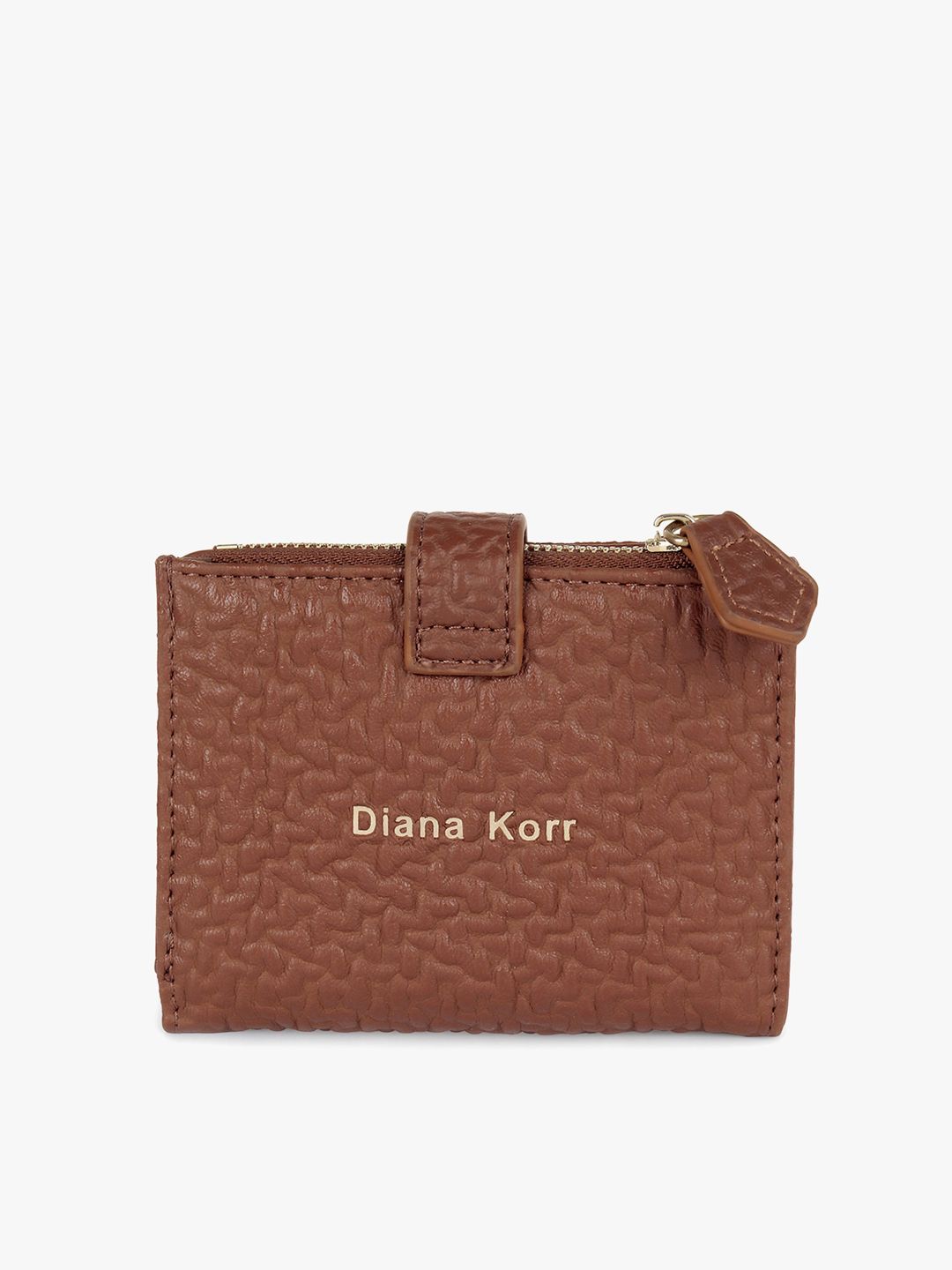 Diana Korr Women Brown Textured Two Fold Wallet Price in India