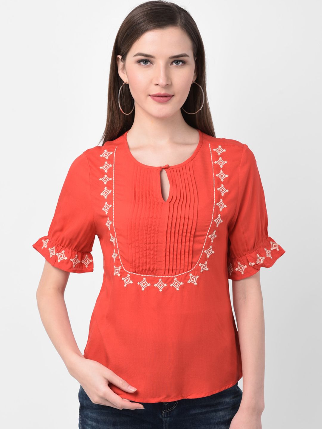 Latin Quarters Women Red Solid Top