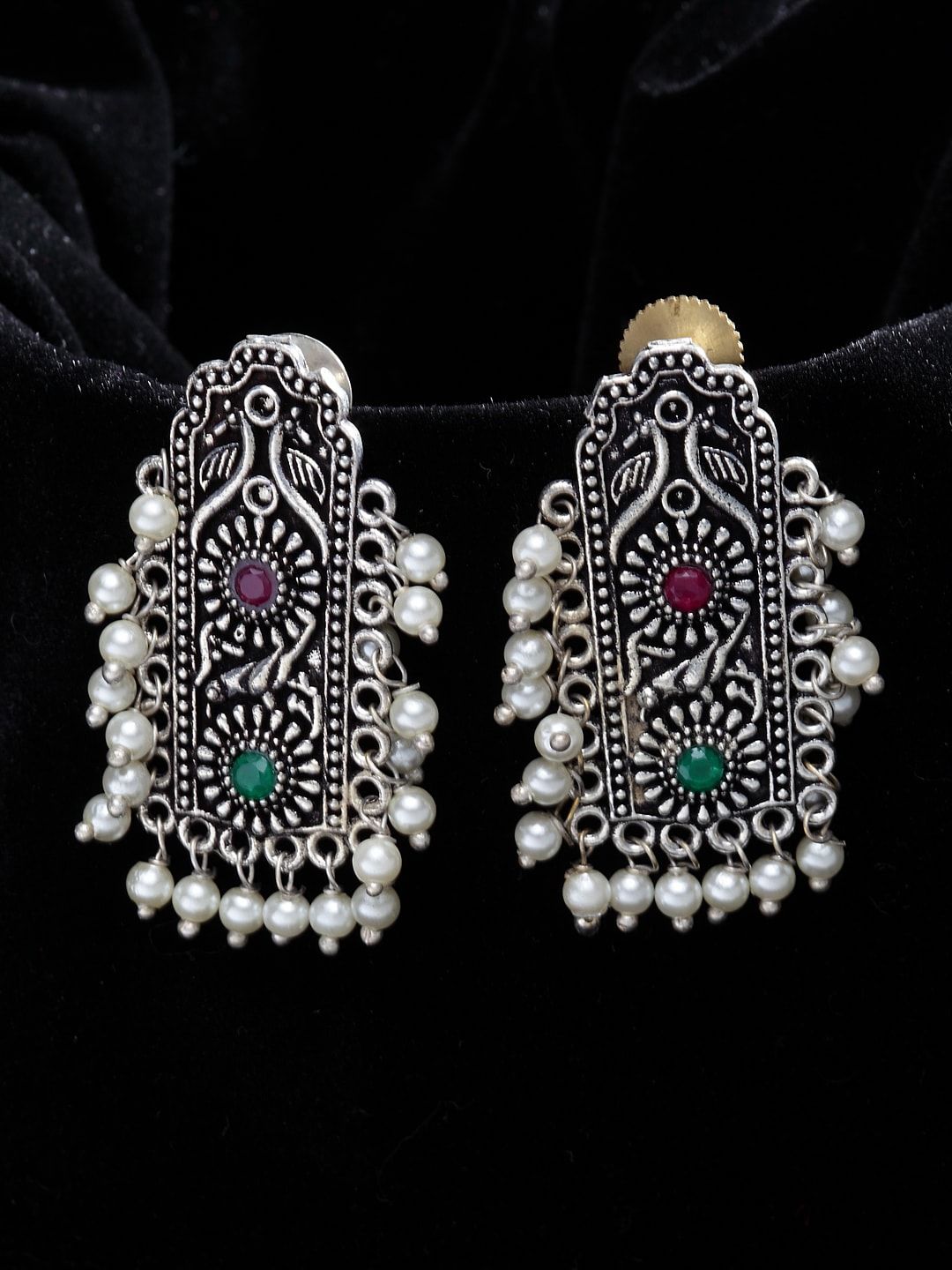 PANASH Silver-Plated Classic Drop Earrings Price in India