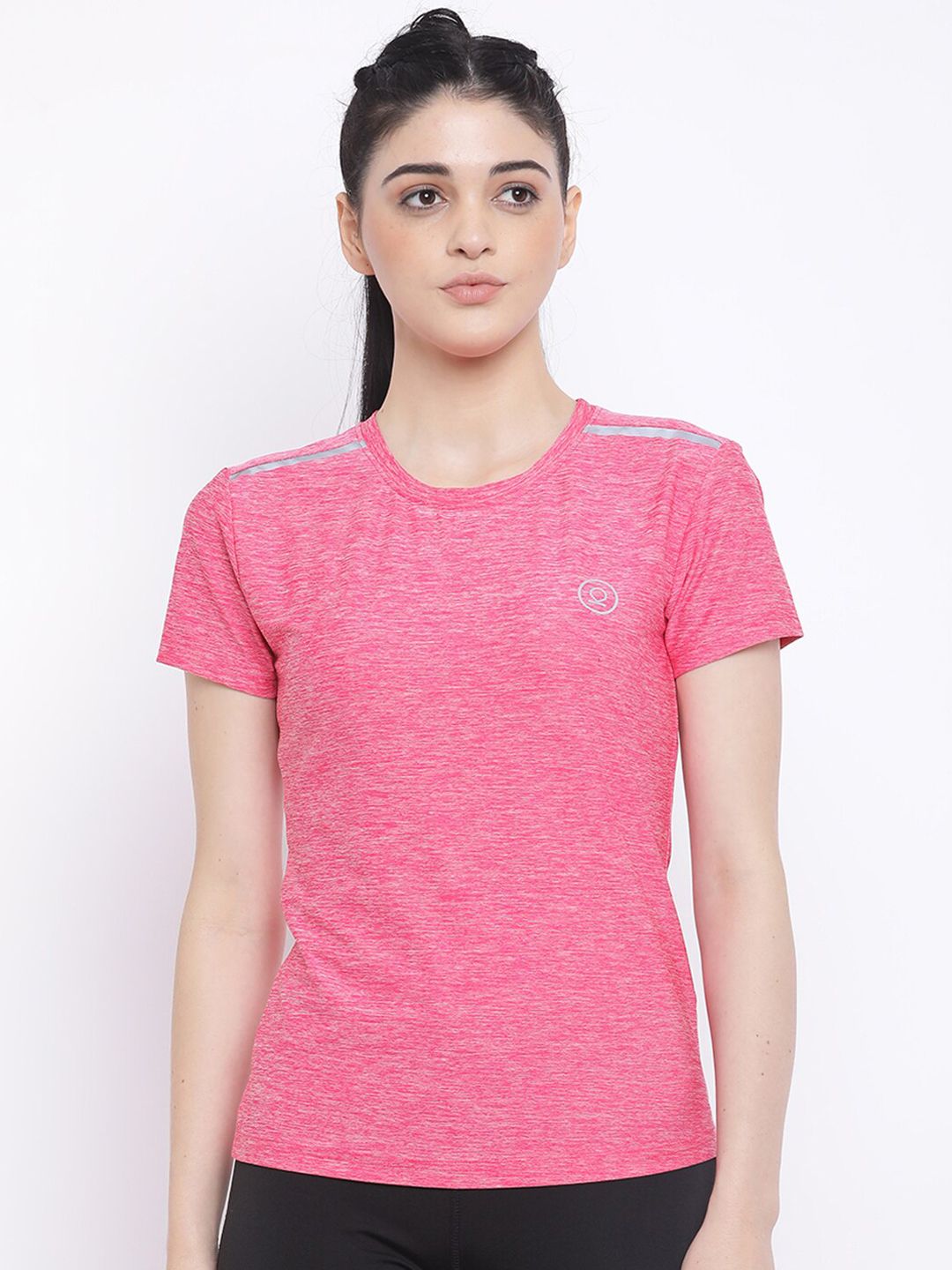 Chkokko Women Pink Solid Round Neck T-shirt Price in India