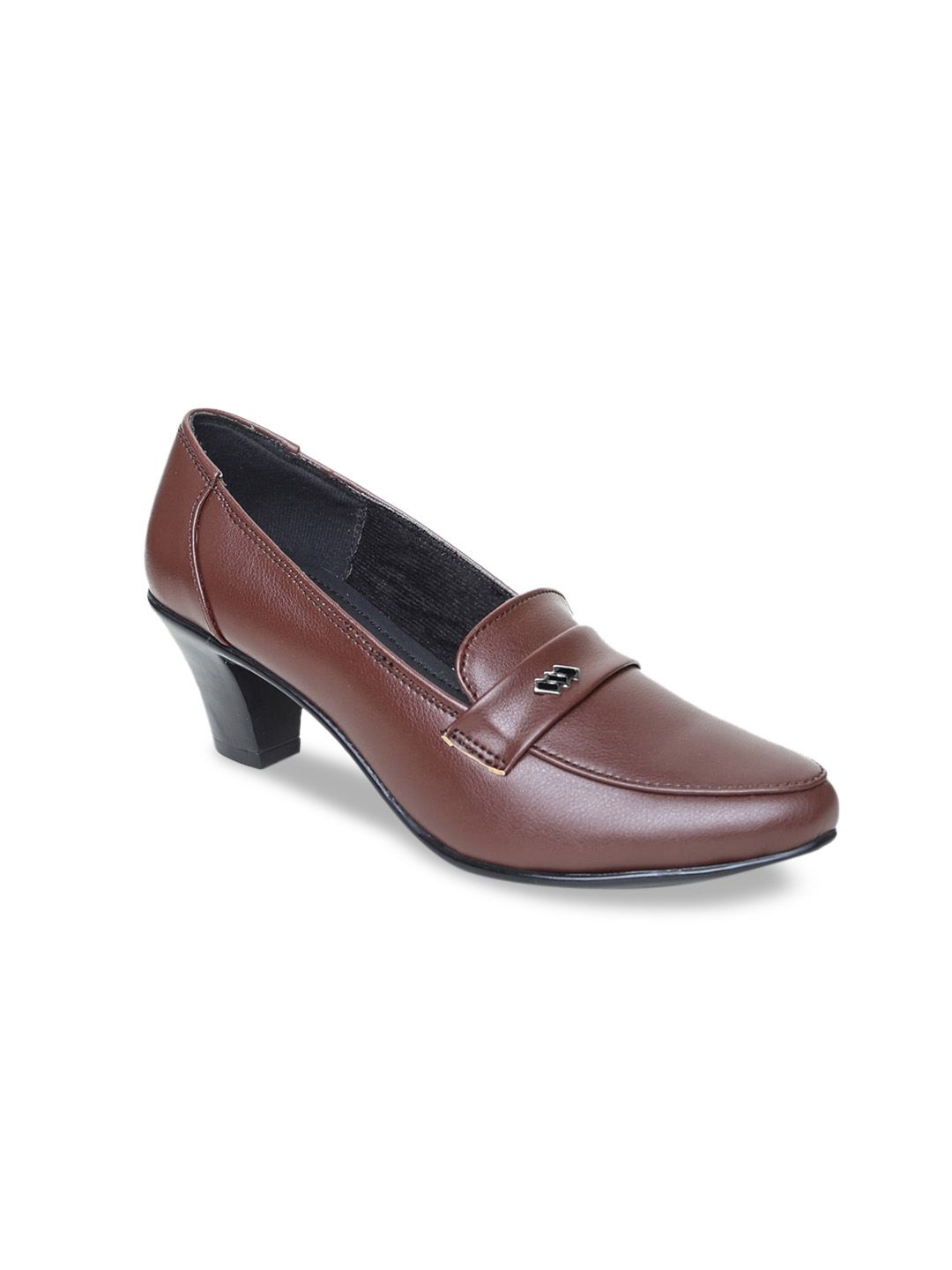 VALIOSAA Women Brown Solid Pumps Price in India