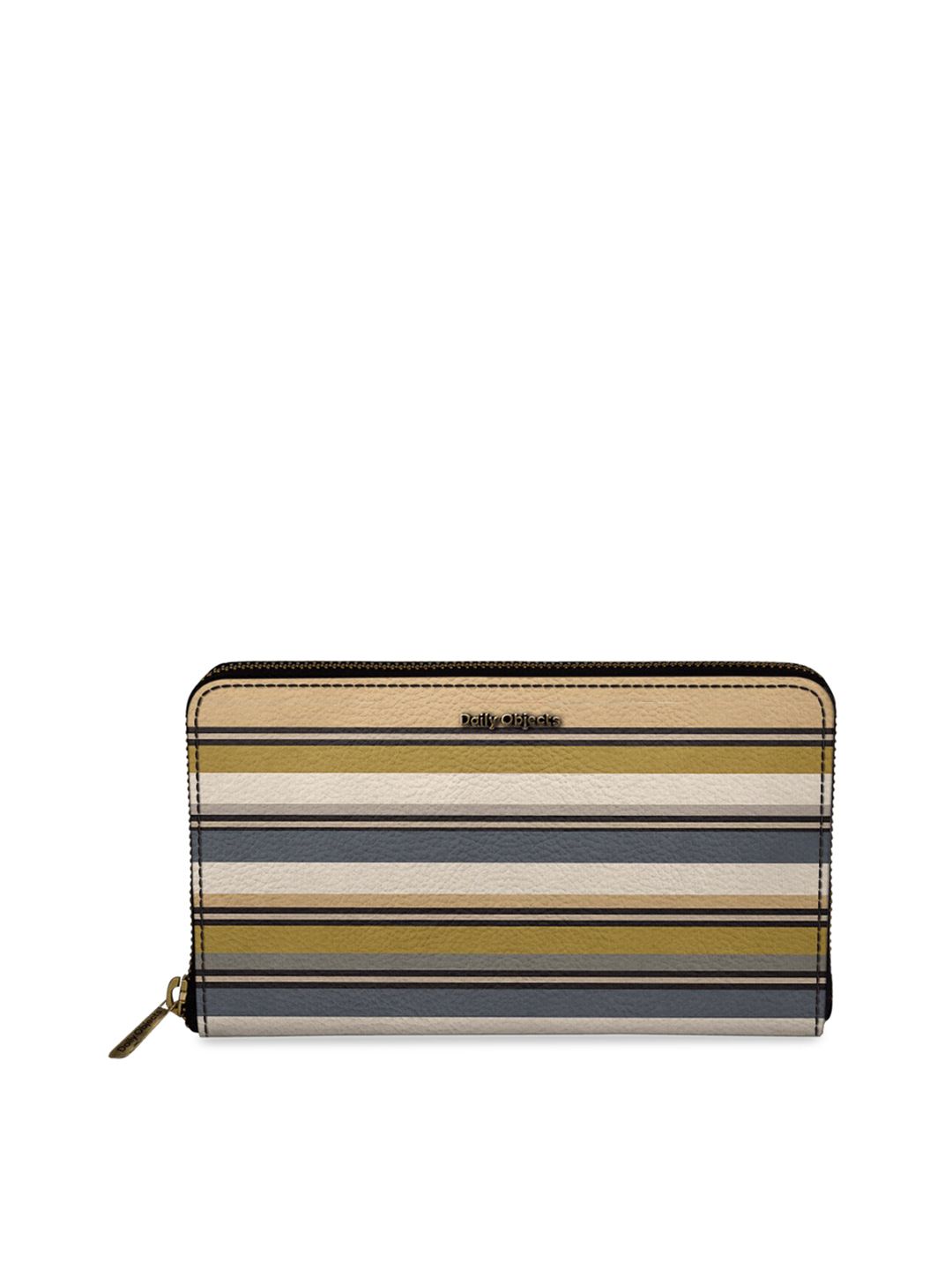 DailyObjects Women Green & Beige Striped Zip Around Wallet Price in India