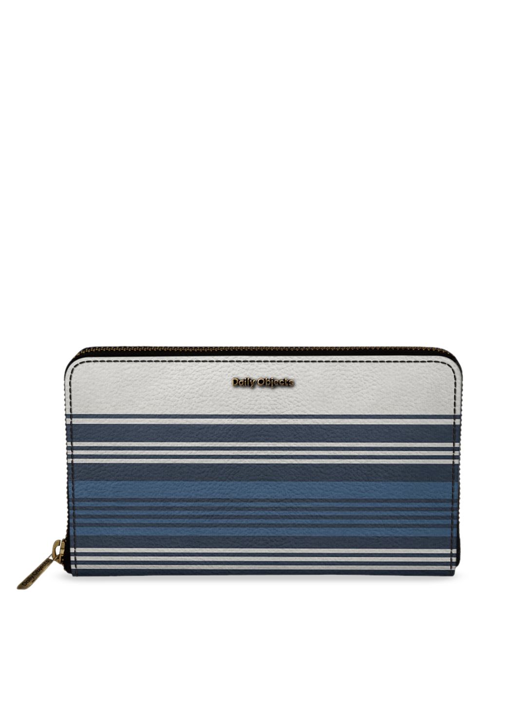 DailyObjects Women White & Blue Striped Zip Around Wallet Price in India