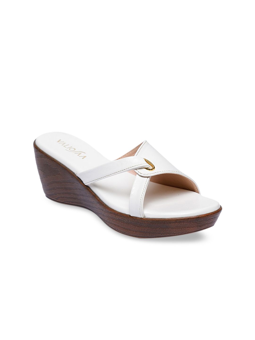 VALIOSAA Women White Solid Wedges Price in India