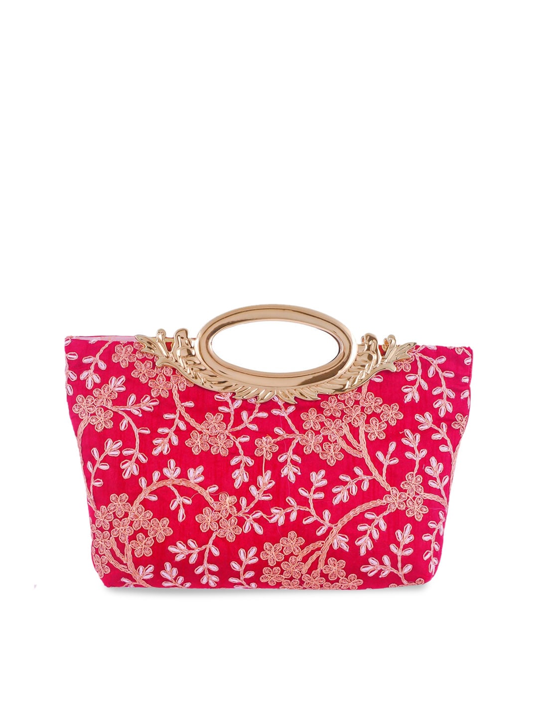 Kuber Industries Pink & Gold-Toned Embellished Handheld Bag Price in India