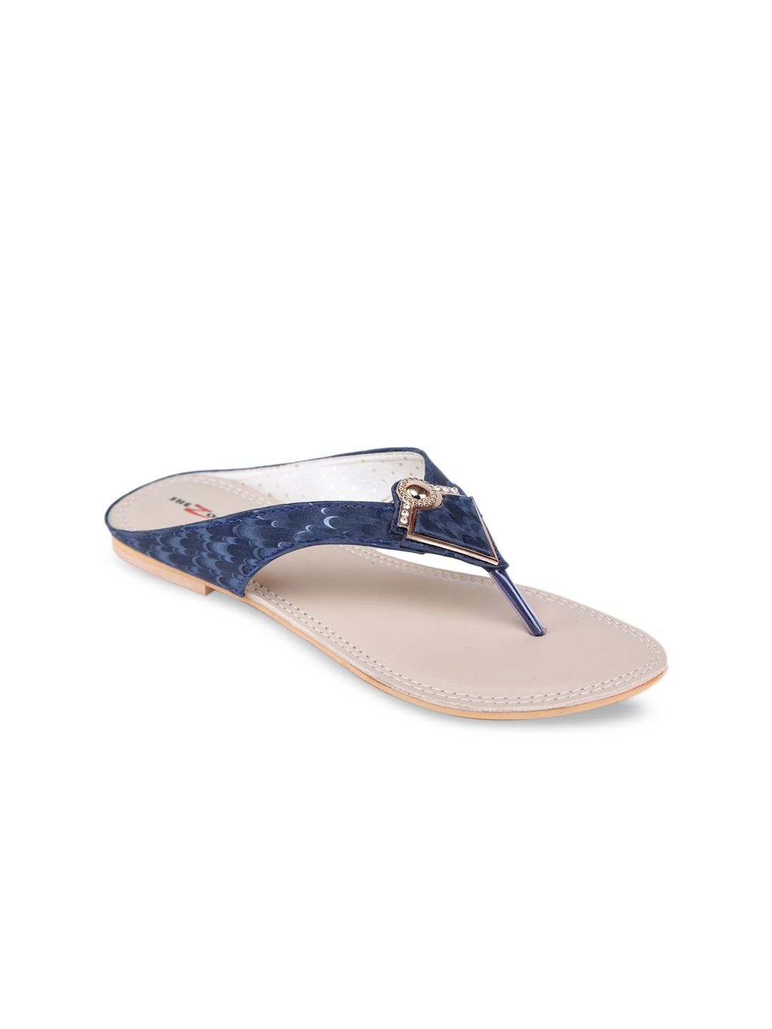 Shezone Women Blue Printed Open Toe Flats Price in India