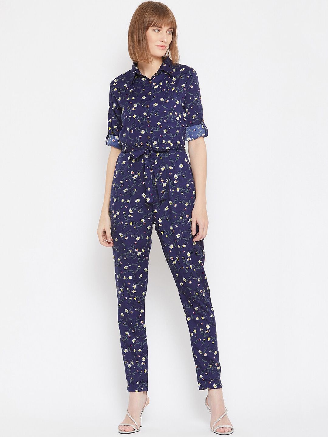 Uptownie Lite Women Blue Printed Basic Jumpsuit Price in India