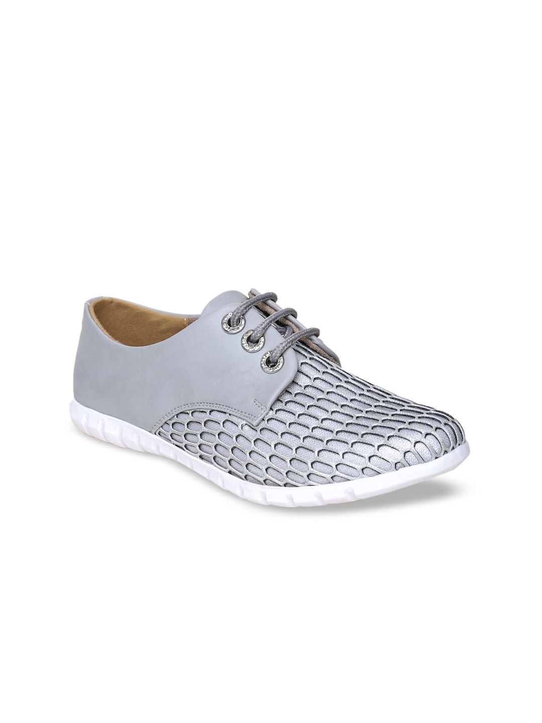 VALIOSAA Women Grey Laser Cut Sneakers