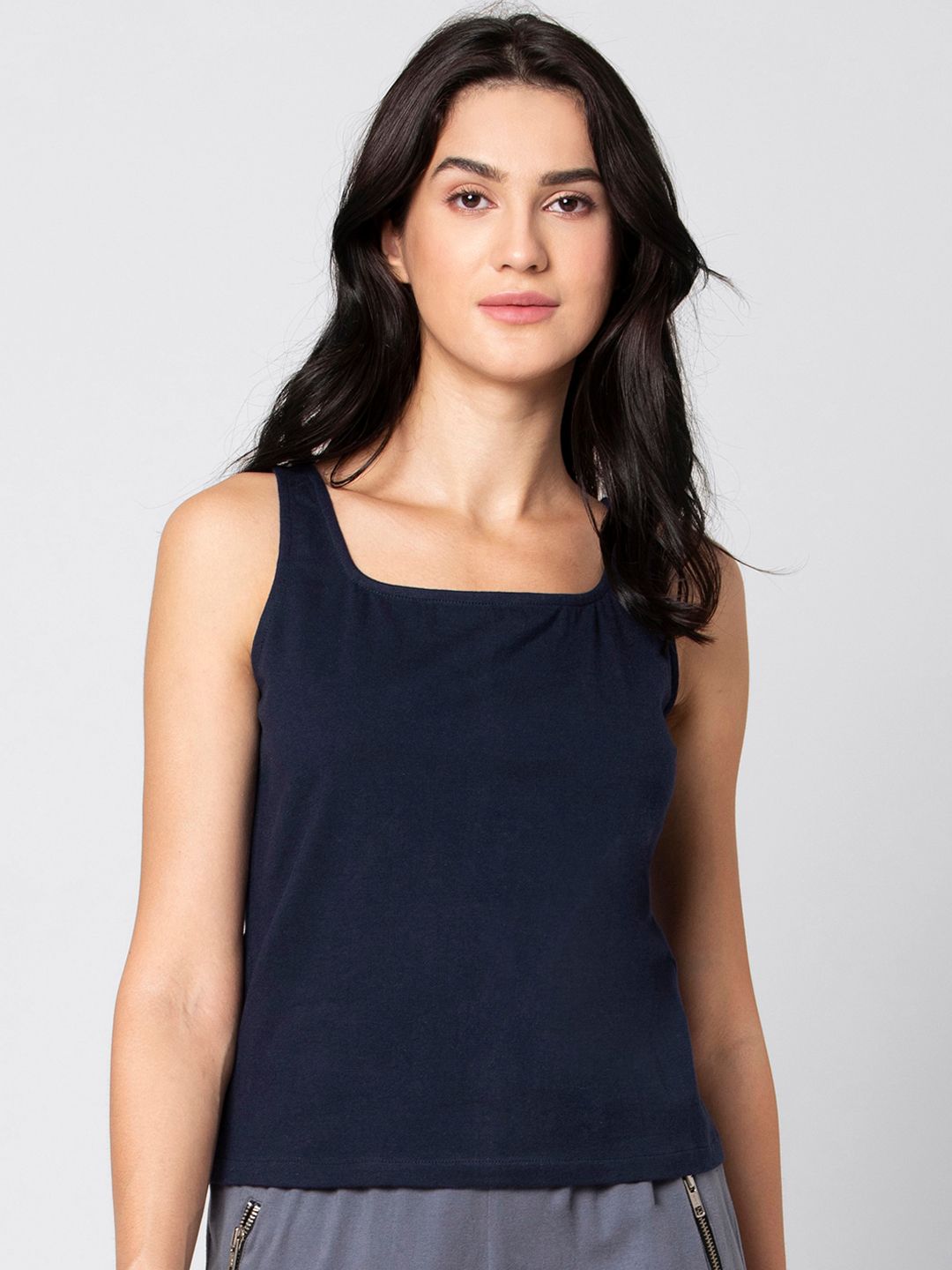 FabAlley Women Blue Solid Tank Top Price in India