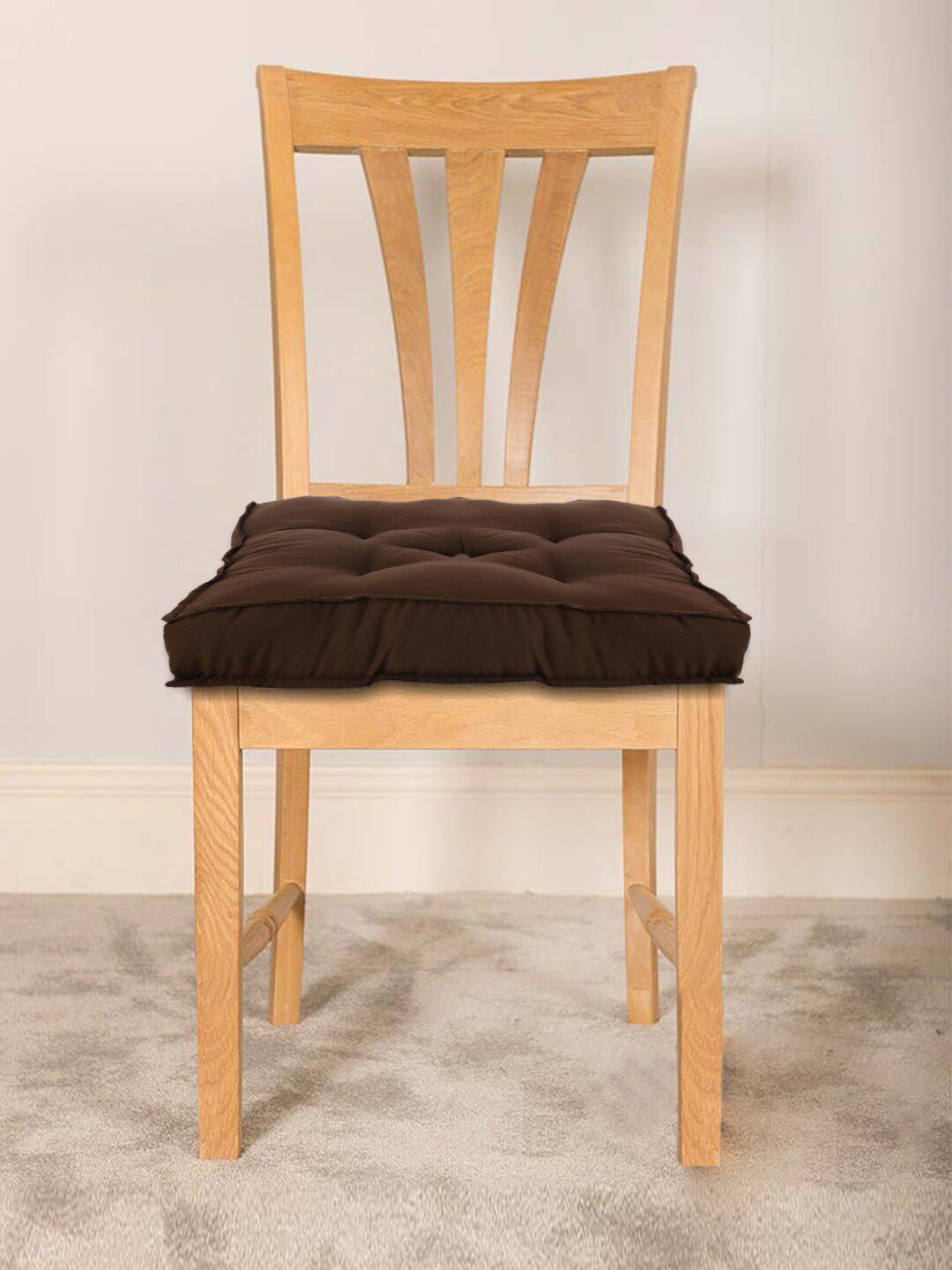Kuber Industries Brown Solid General Support Chair Pad Price in India