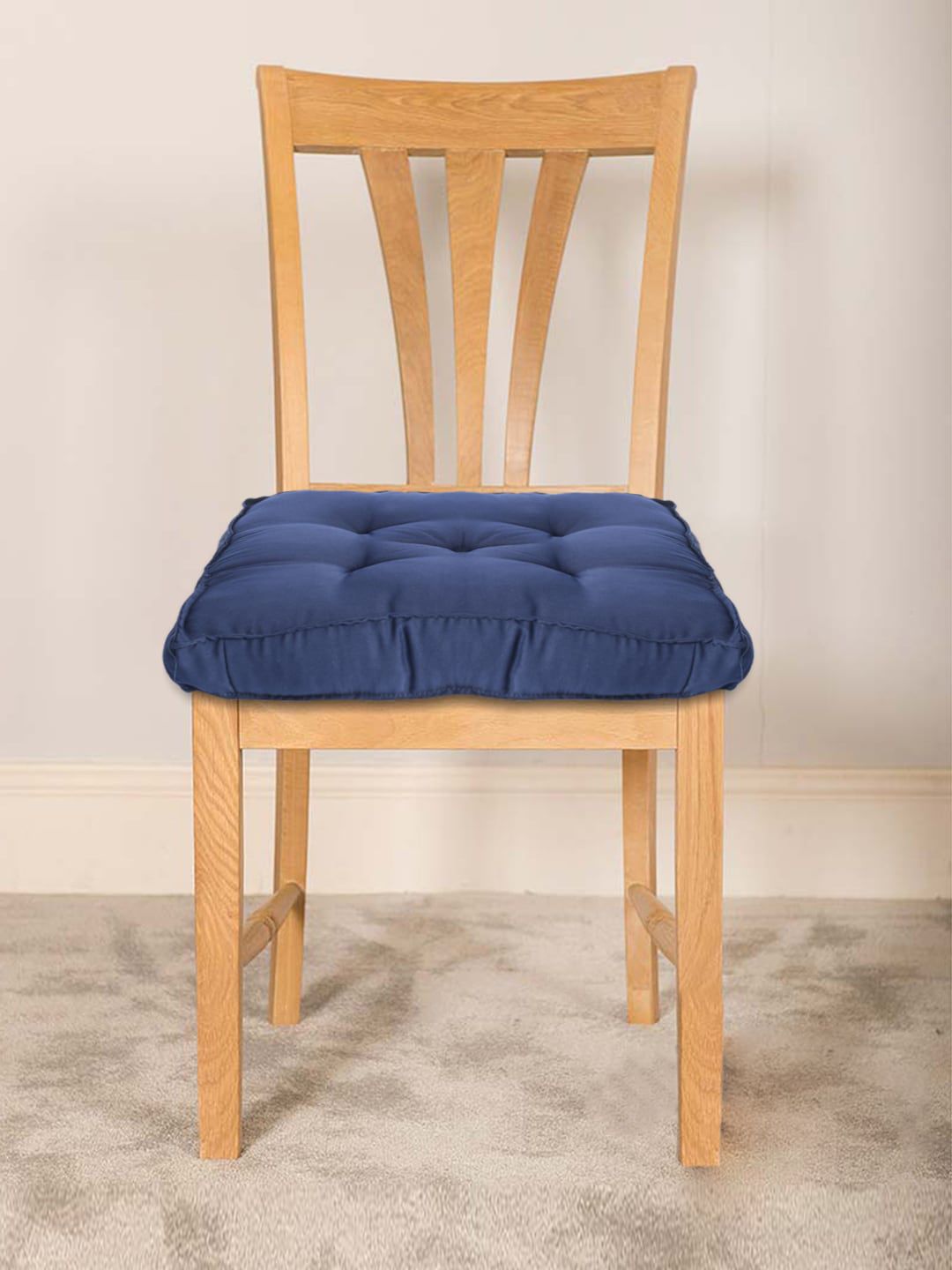 Kuber Industries Navy Blue Solid Chair Pad Price in India