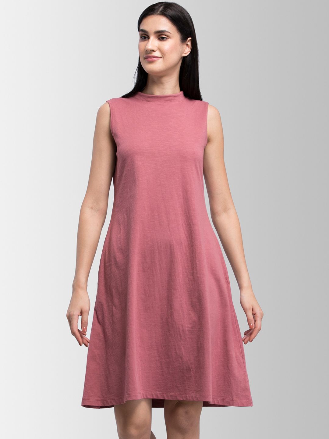 FableStreet Women Pink Solid A-Line Dress