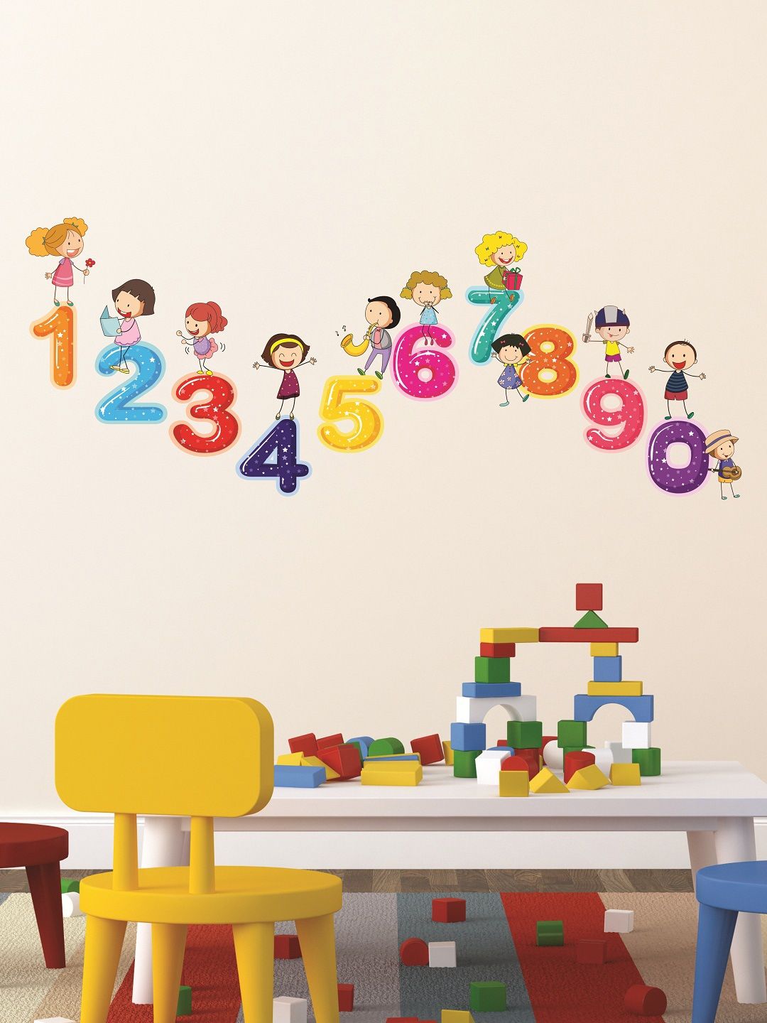WALLSTICK Multicoloured Numbers Large Vinyl Wall Sticker Price in India
