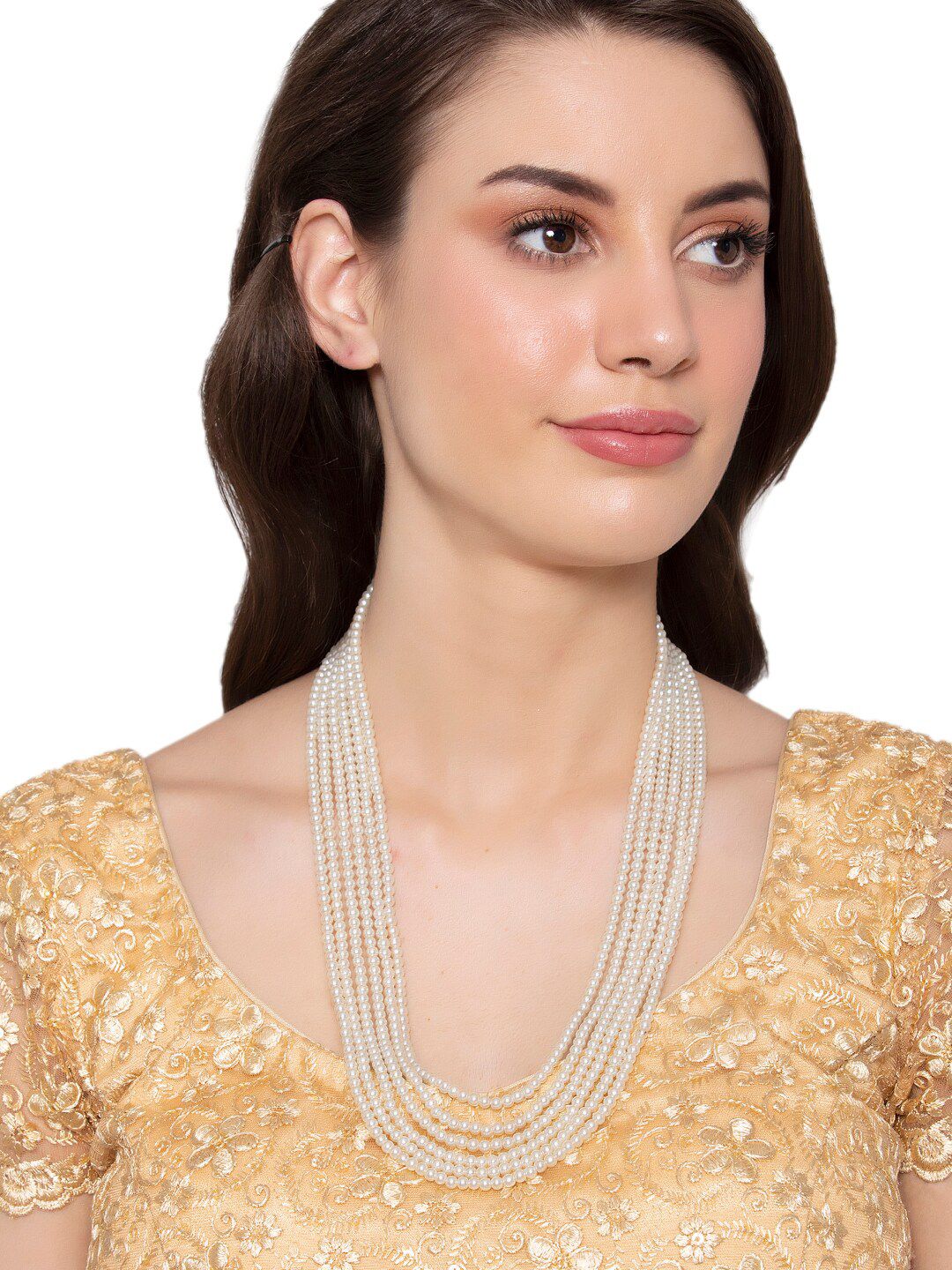 Shoshaa White Gold-Plated Layered Necklace Price in India