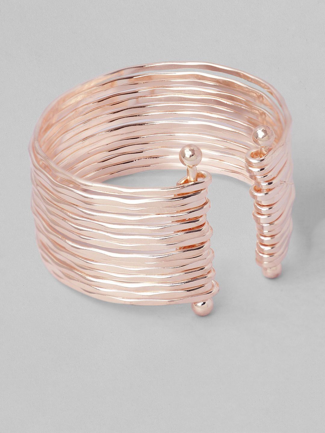 TOKYO TALKIES X rubans FASHION ACCESSORIES Rose Gold Toned Multi Layered Cuff Bracelet Price in India