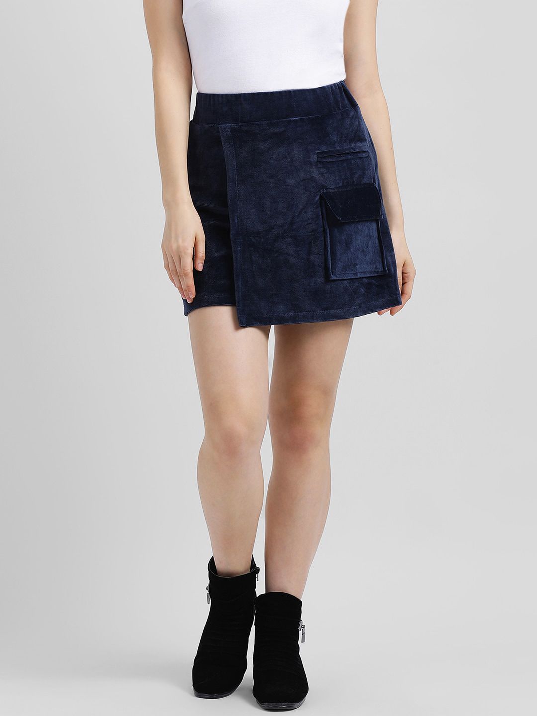 Zink London Women Blue Solid A-Line Mini Skirt