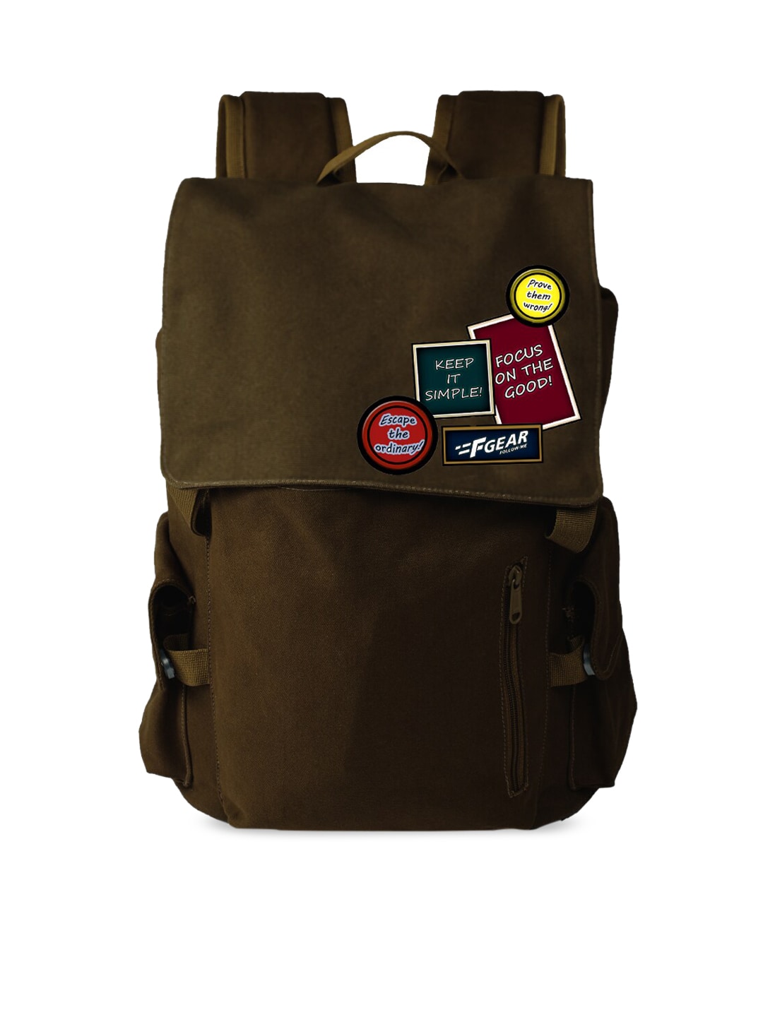 F Gear Unisex Olive Green Graphic Backpack Price in India