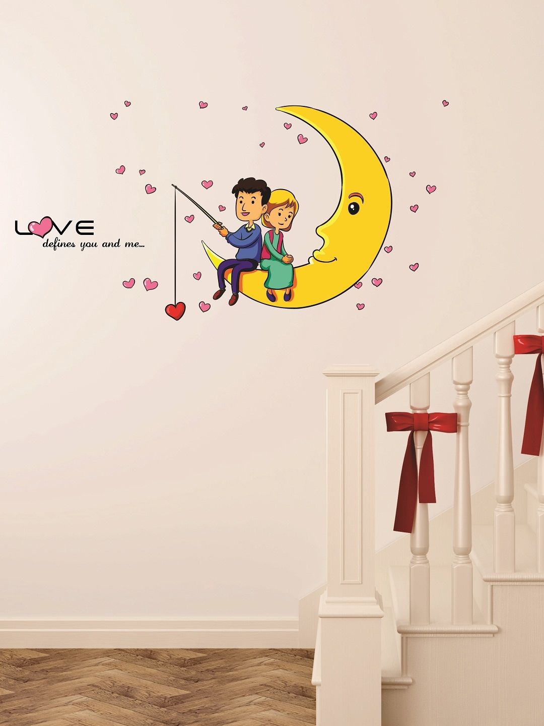 WALLSTICK Pink & Yellow Love Large Vinyl Wall Sticker Price in India