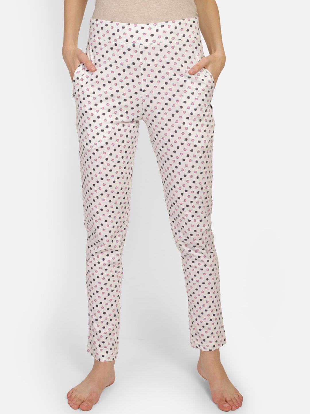 Proteens Women Off White Printed Lounge Pant Price in India