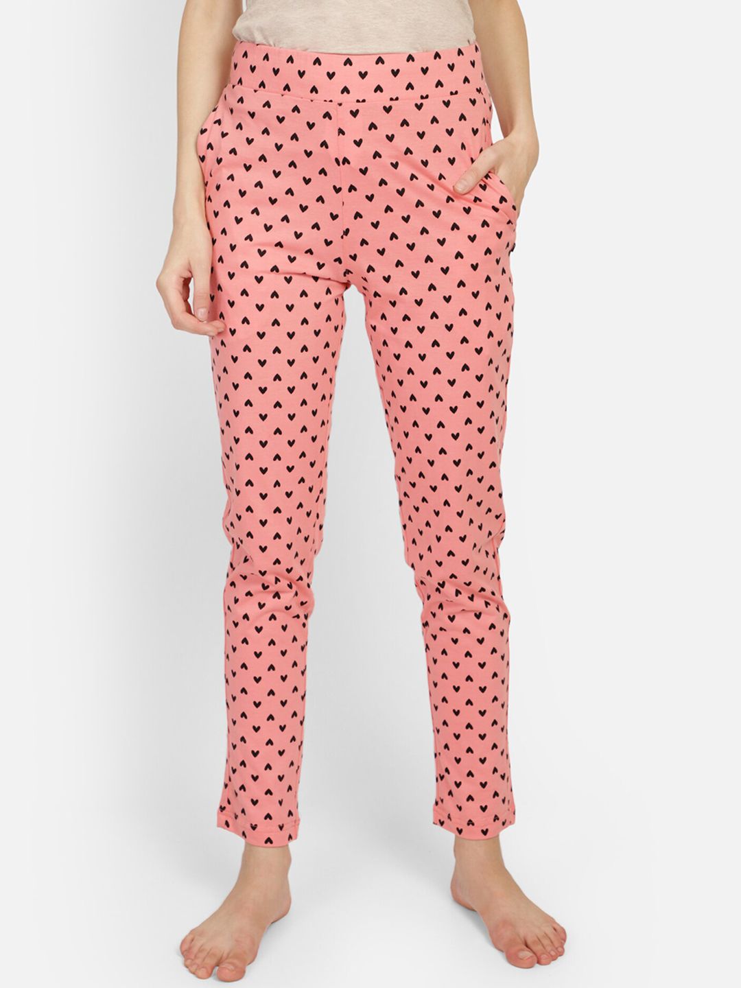 PROTEENS Women Pink & Black Printed Lounge Pants Price in India