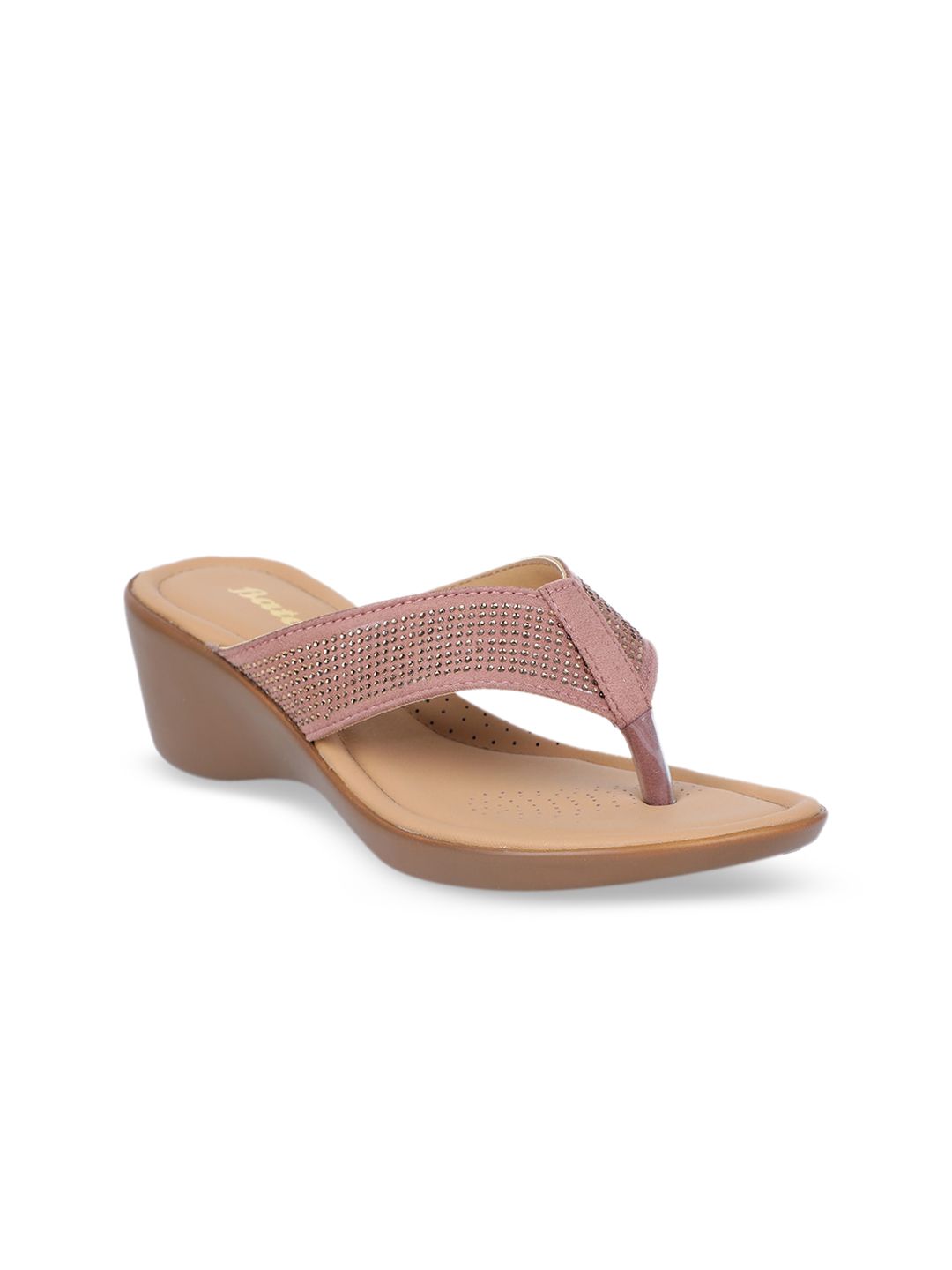 Bata Women Pink Embellished Wedges Price in India