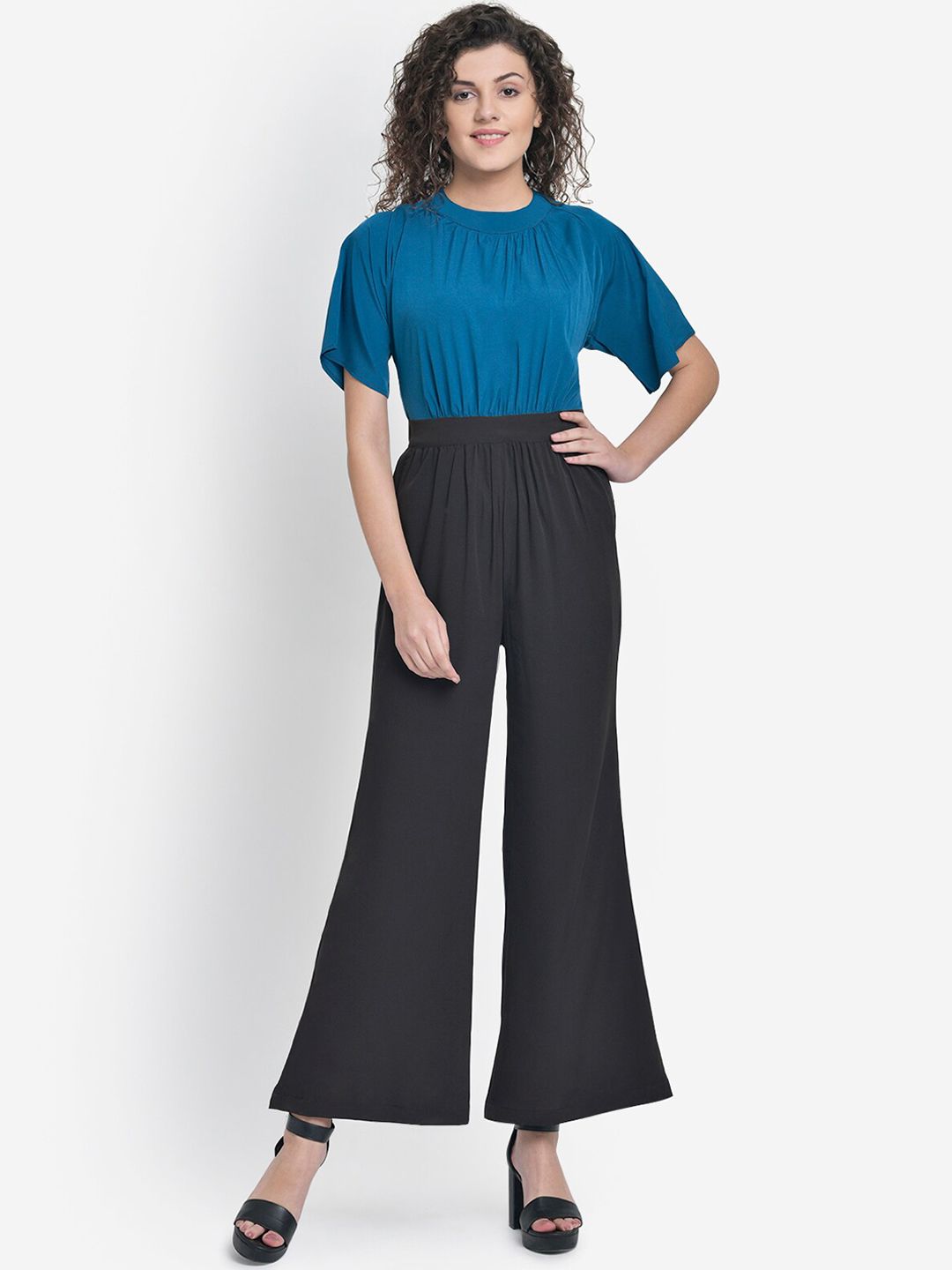 Martini Women Blue & Black Colourblocked Basic Jumpsuit Price in India