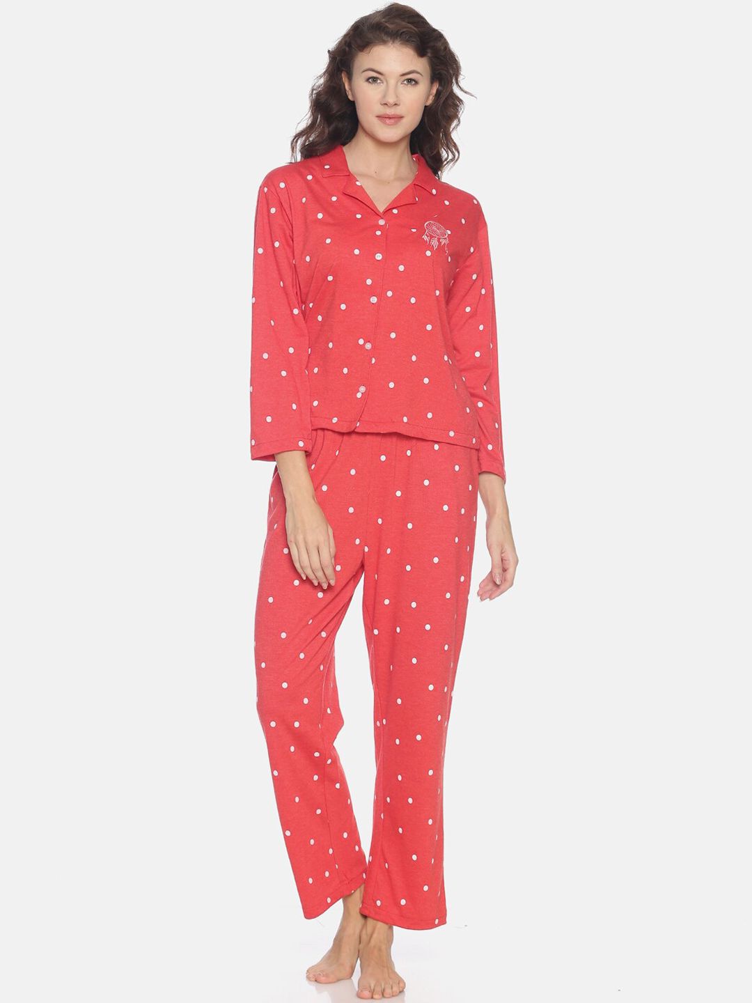 Campus Sutra Women Red Printed Night suit Price in India