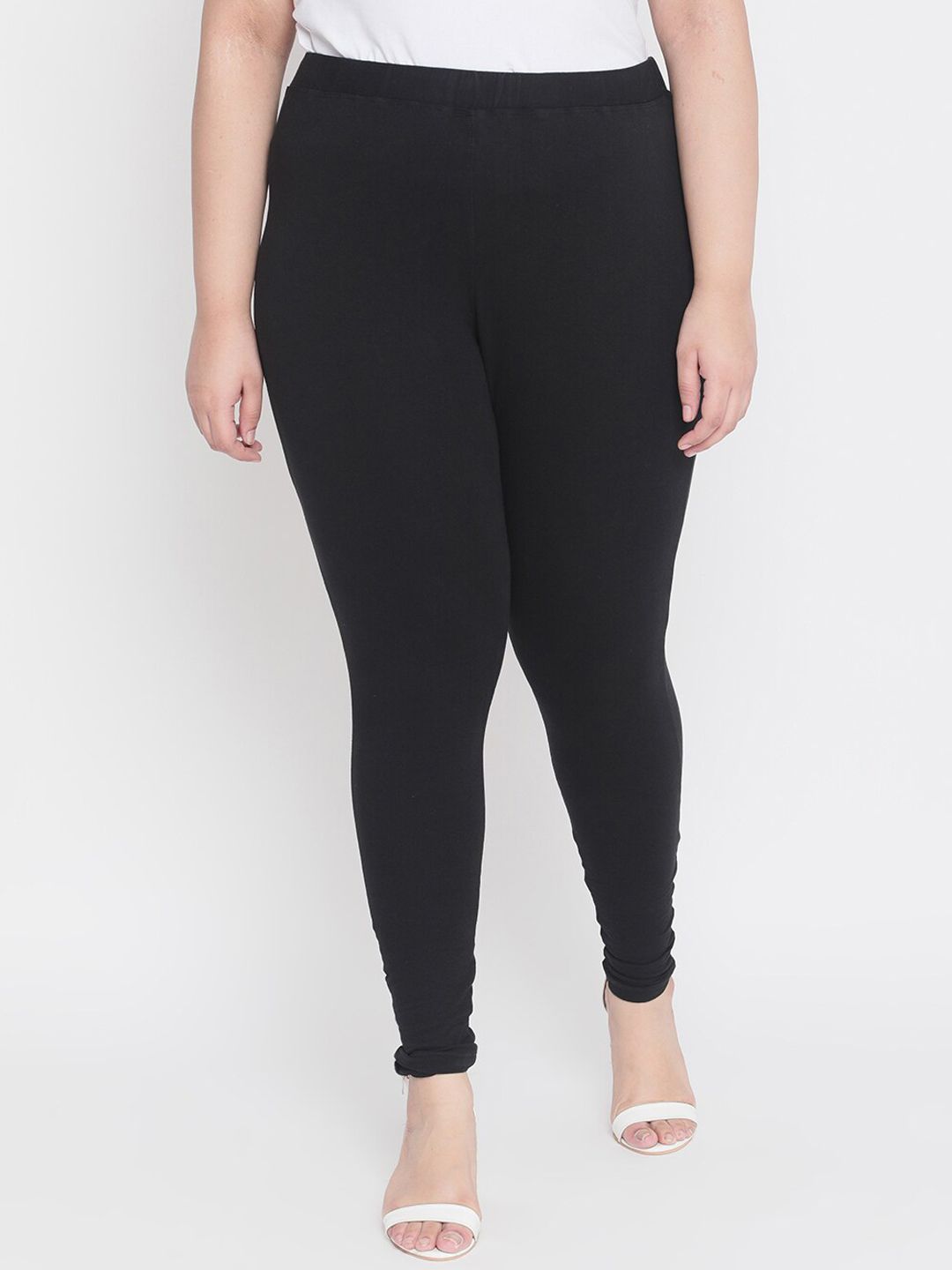 Amydus Women Plus Size Black Solid Ankle-Length Leggings Price in India