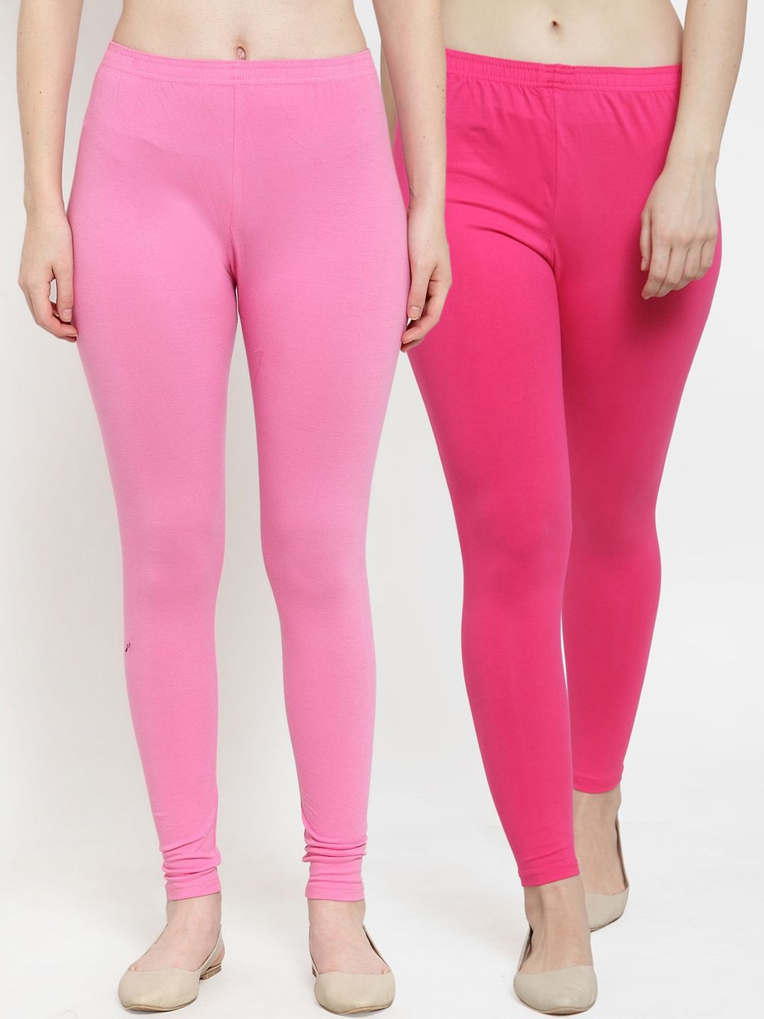 GRACIT Women Pack Of 2 Pink Solid Leggings Price in India