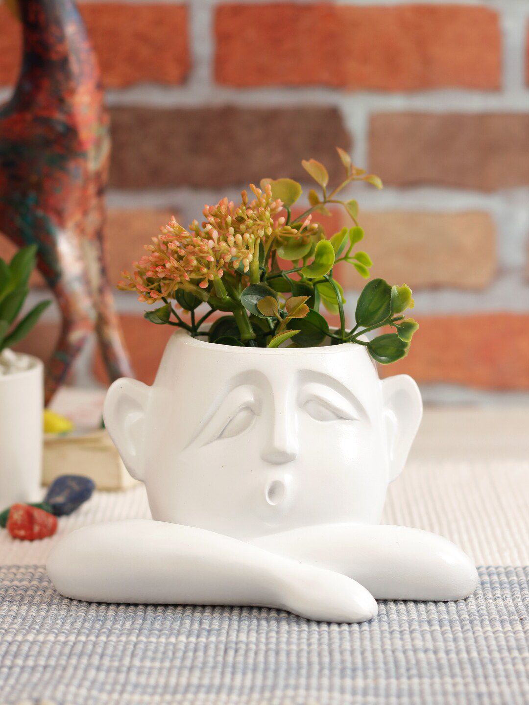 TAYHAA White Solid Human Figurine Ceramic Flower Vase Price in India