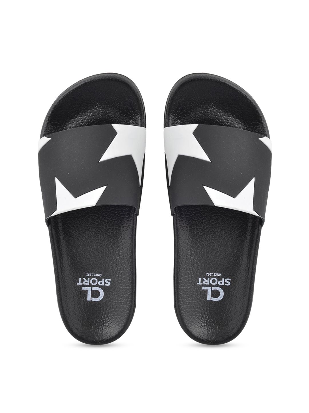 Carlton London sports Women Black & White Printed Sliders Price in India