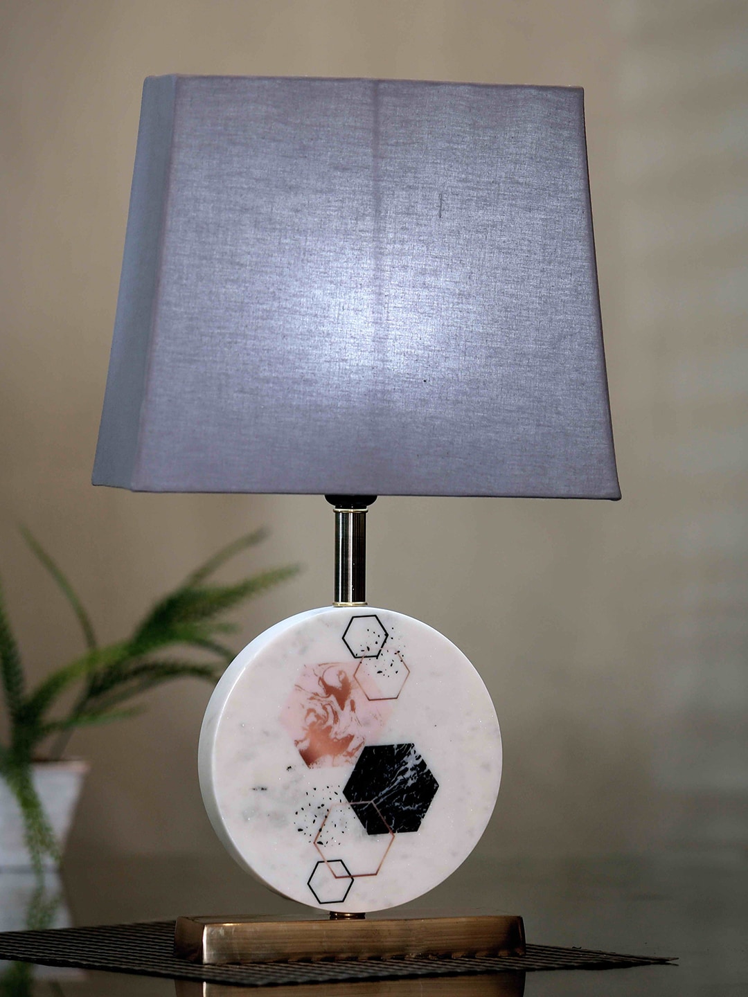 POSH-N-PLUSH Grey Marble Bedside Standard Lamp Price in India