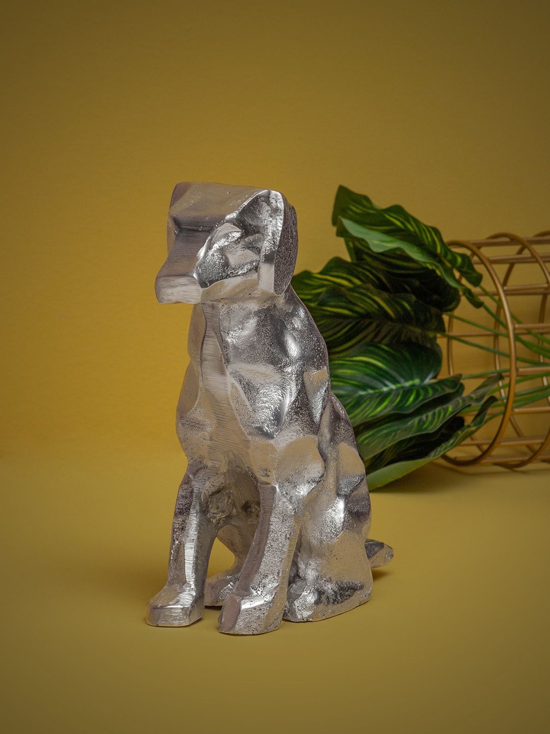 CASA DECOR Silver-Toned Textured Aluminium Handcrafted Sustainable Dog Showpiece Price in India