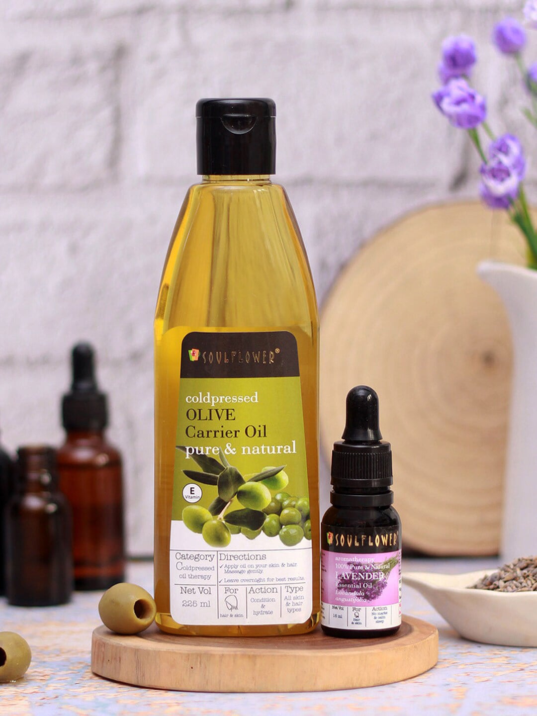 Soulflower Unisex Olive Oil 225 ml & Lavender Essential Oil 15ml Price in India