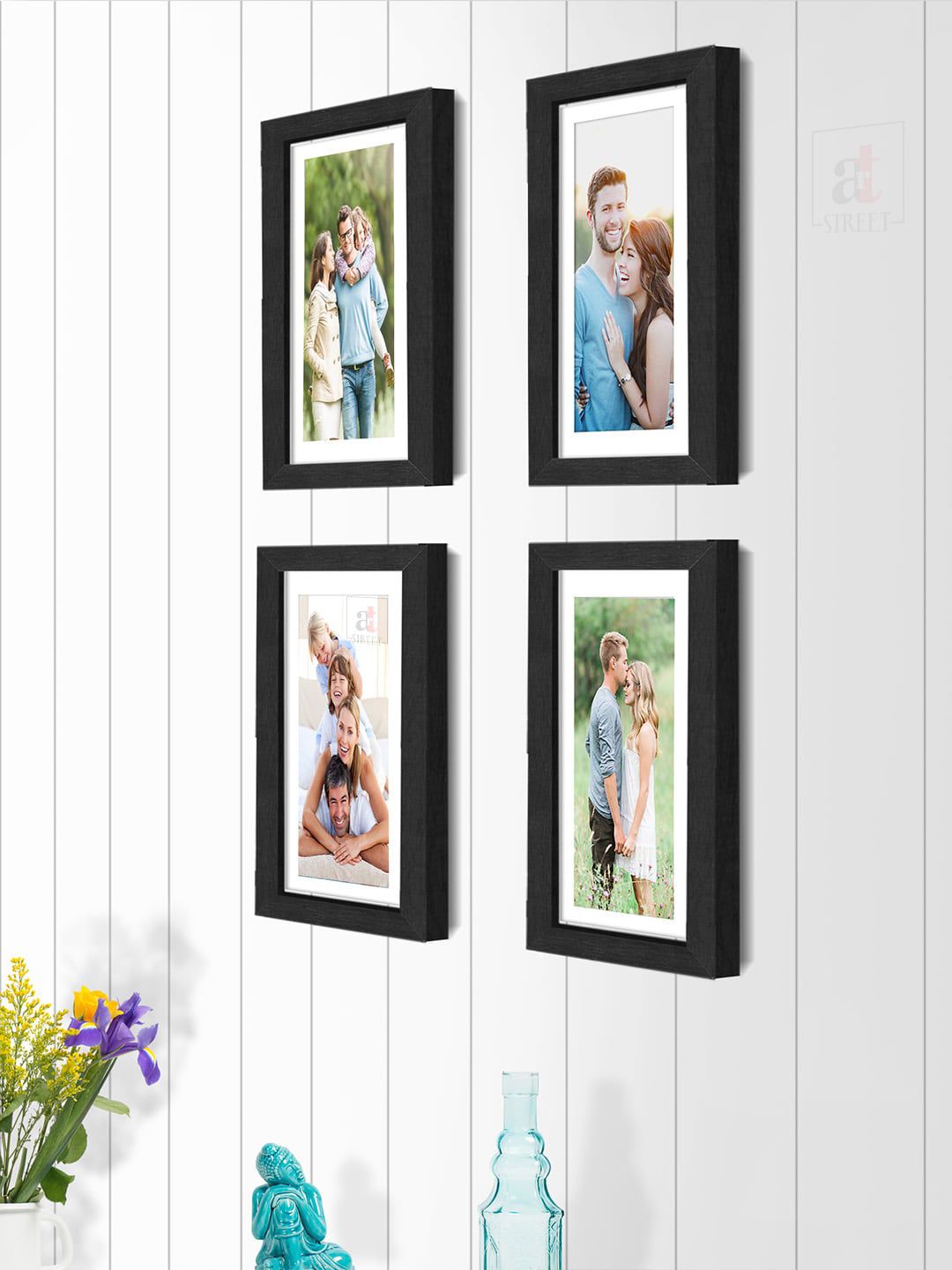 Art Street Set Of 4 Black Solid Individual Photo Frames Price in India