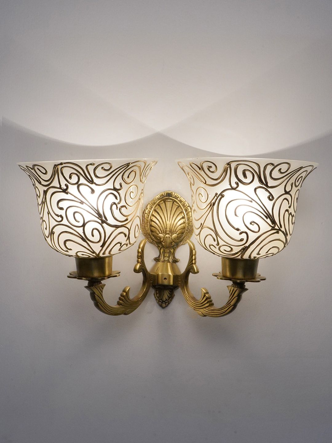 Fos Lighting Gold-Toned & White Twin Antique Wall Armed Sconce Price in India