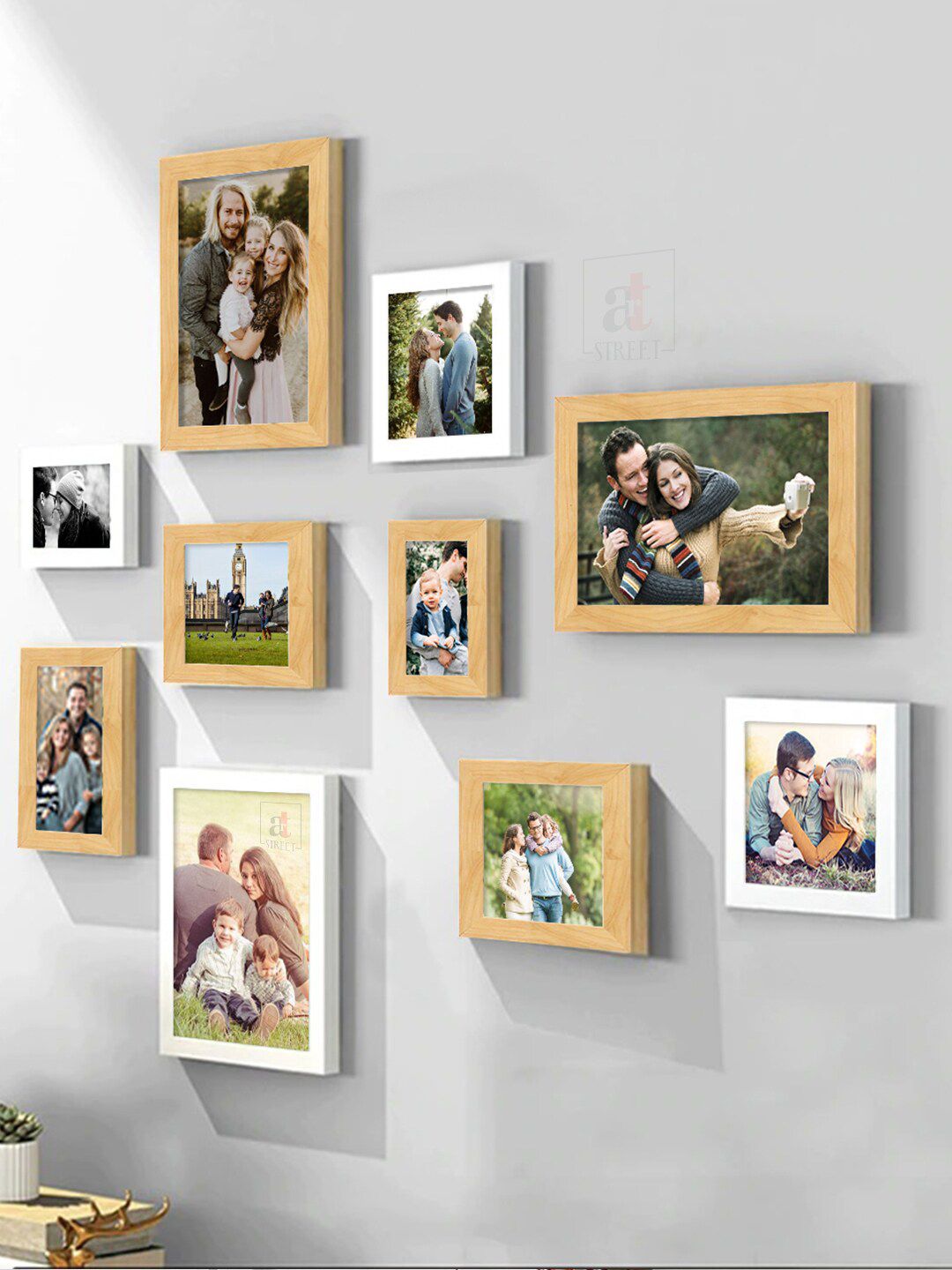 Art Street Set Of 10 White & Beige Solid Individual Wall Photo Frames Price in India