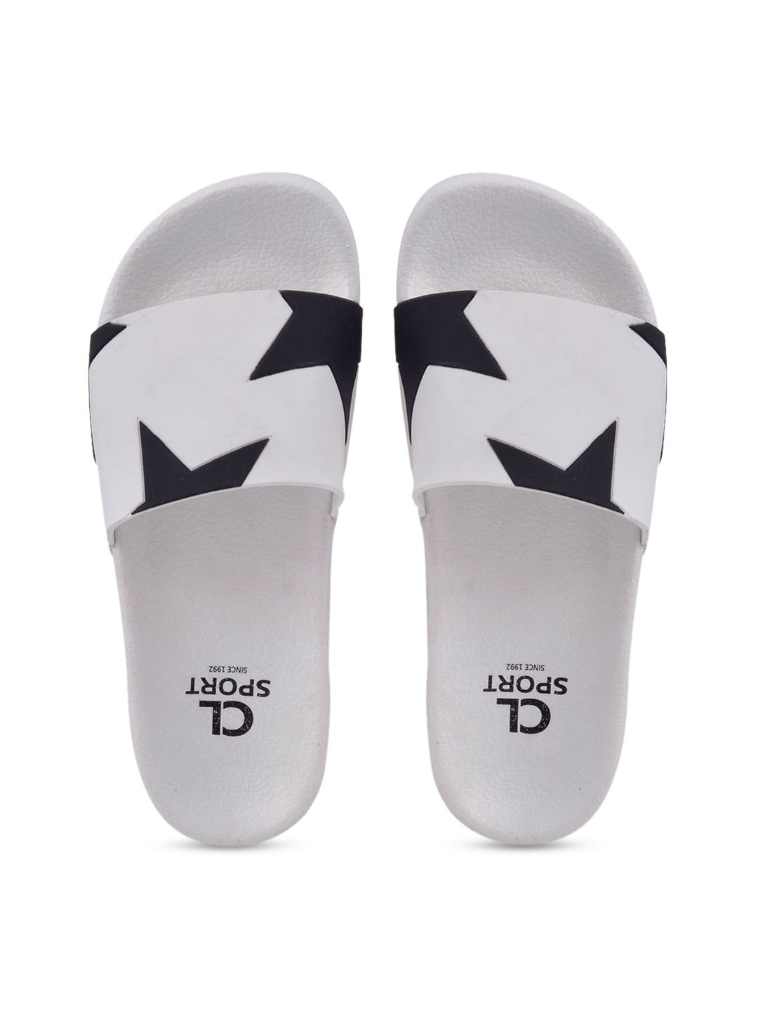 Carlton London sports Women White & Black Printed Sliders Price in India