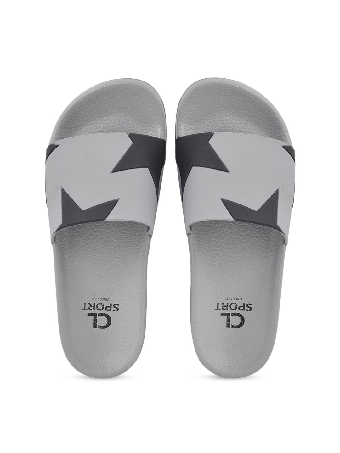 Carlton London sports Women Grey & Black Printed Sliders Price in India