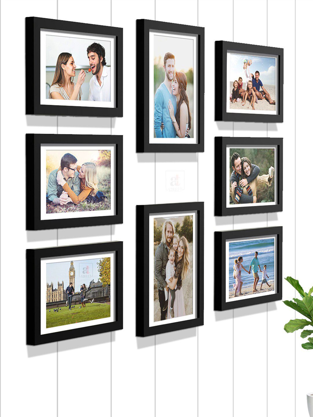 Art Street Set Of 8 Black Solid Individual Wall Photo Frames Price in India