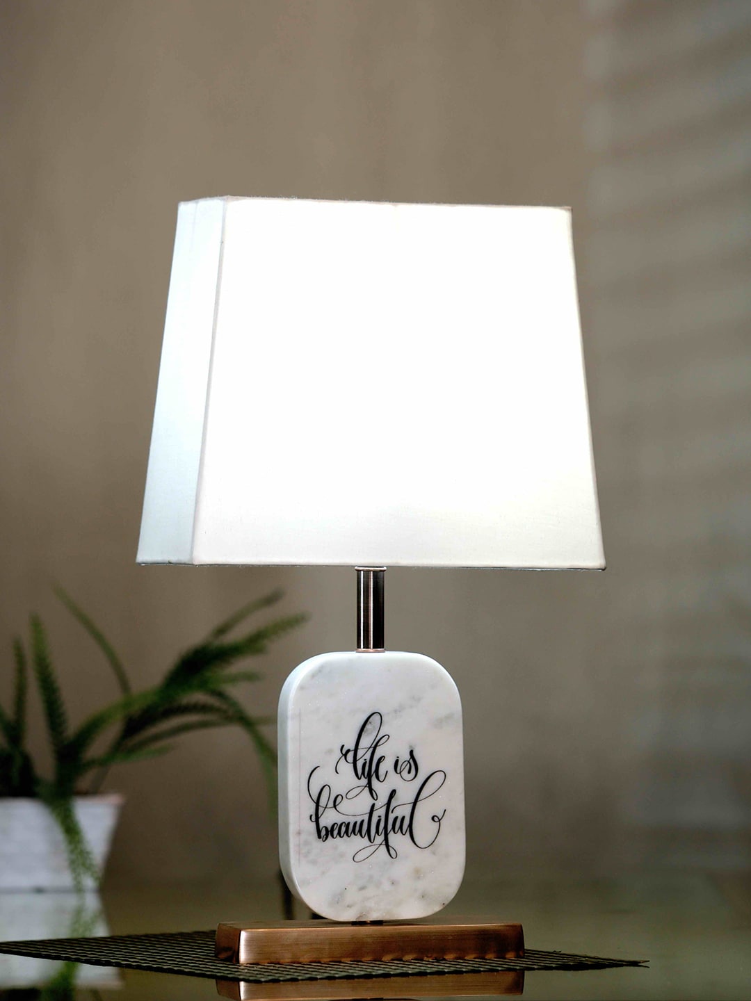 POSH-N-PLUSH White Solid Bedside Standard Table Lamp with Metal Base Price in India