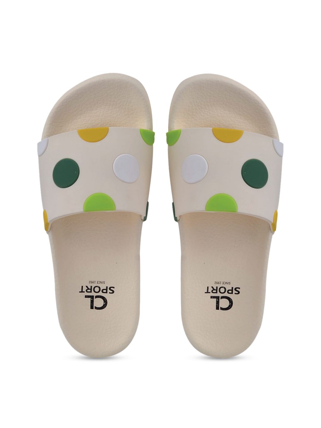 Carlton London sports Women Beige & Green Printed Sliders Price in India