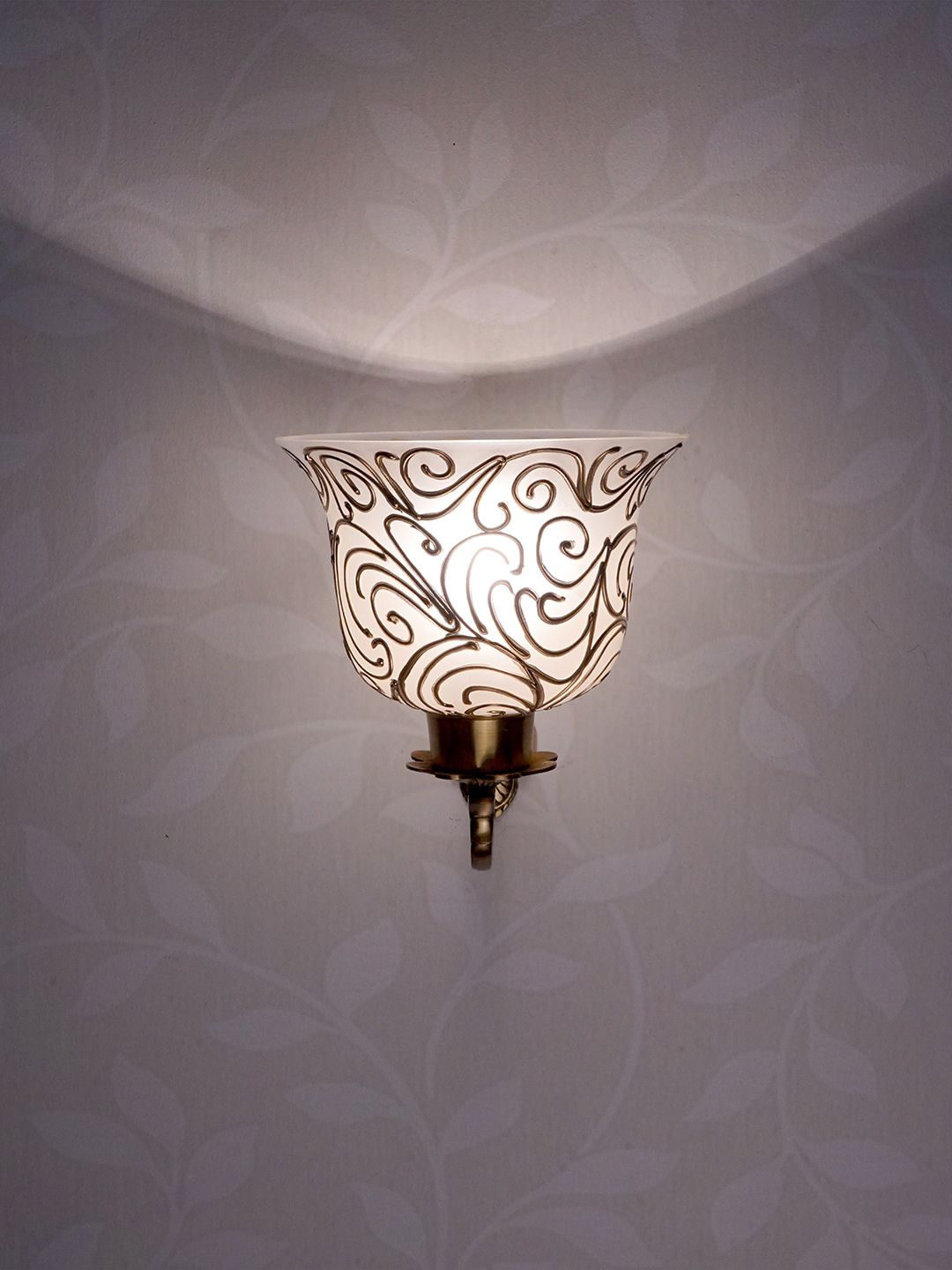 Fos Lighting Gold-Toned Textured Traditional Wallchiere Lamp Price in India