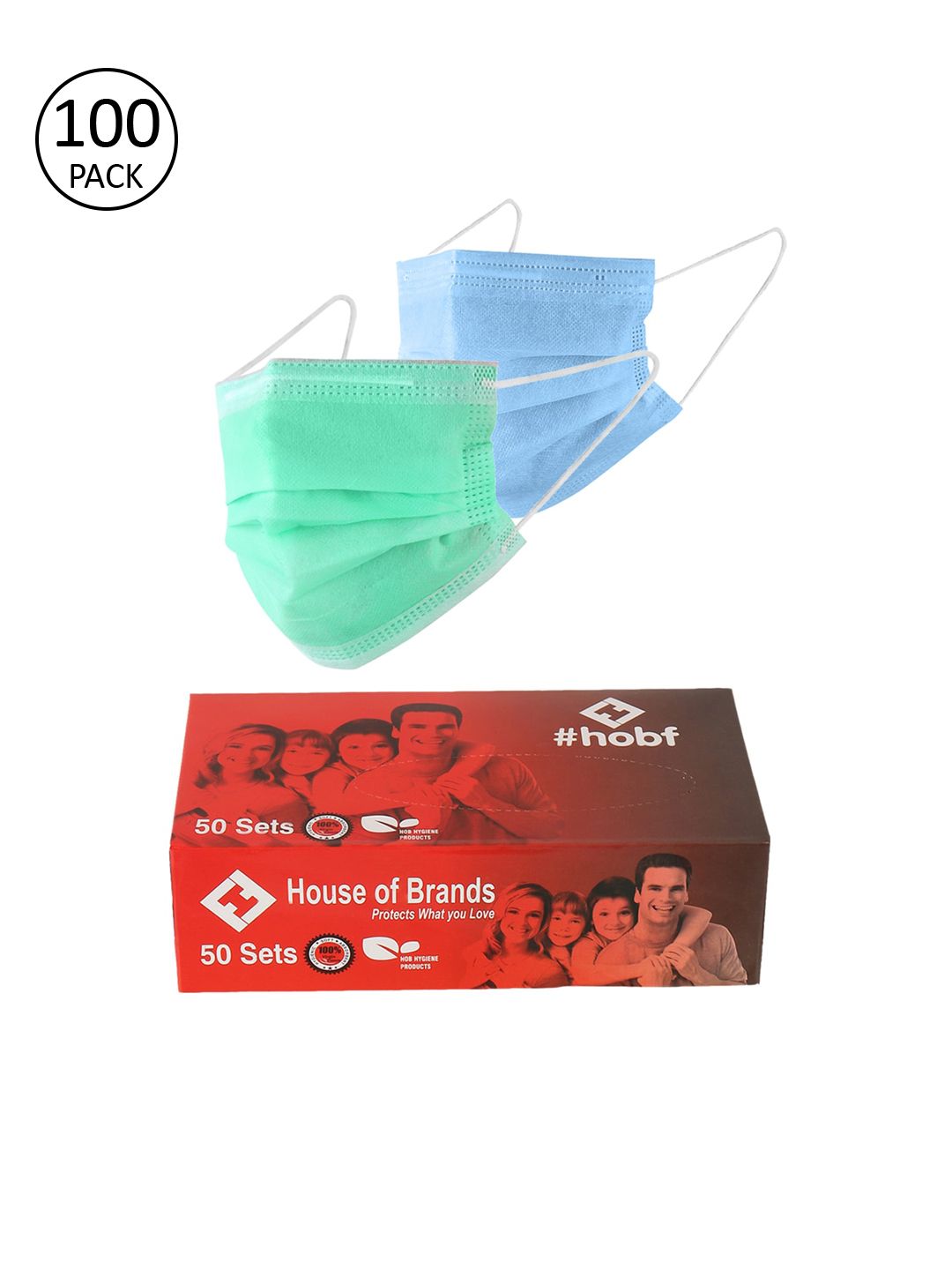 LONDON FASHION hob Unisex Pack Of 100 3-Ply Ultrasonic Anti-Pollution Disposable Masks With Nose Pin Price in India