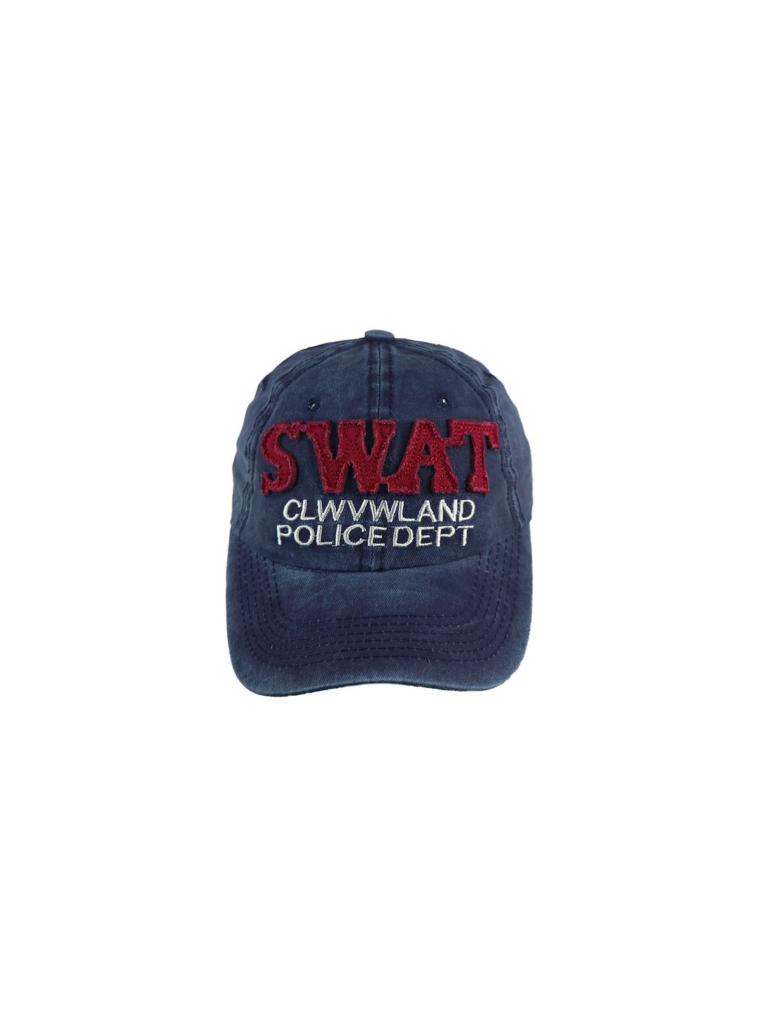 iSWEVEN Unisex Blue & Maroon Printed Snapback Cap Price in India