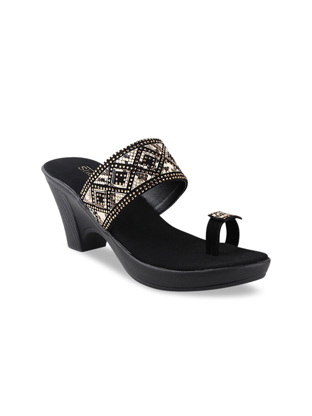 Shoetopia Women Black Embellished Sandals Price in India